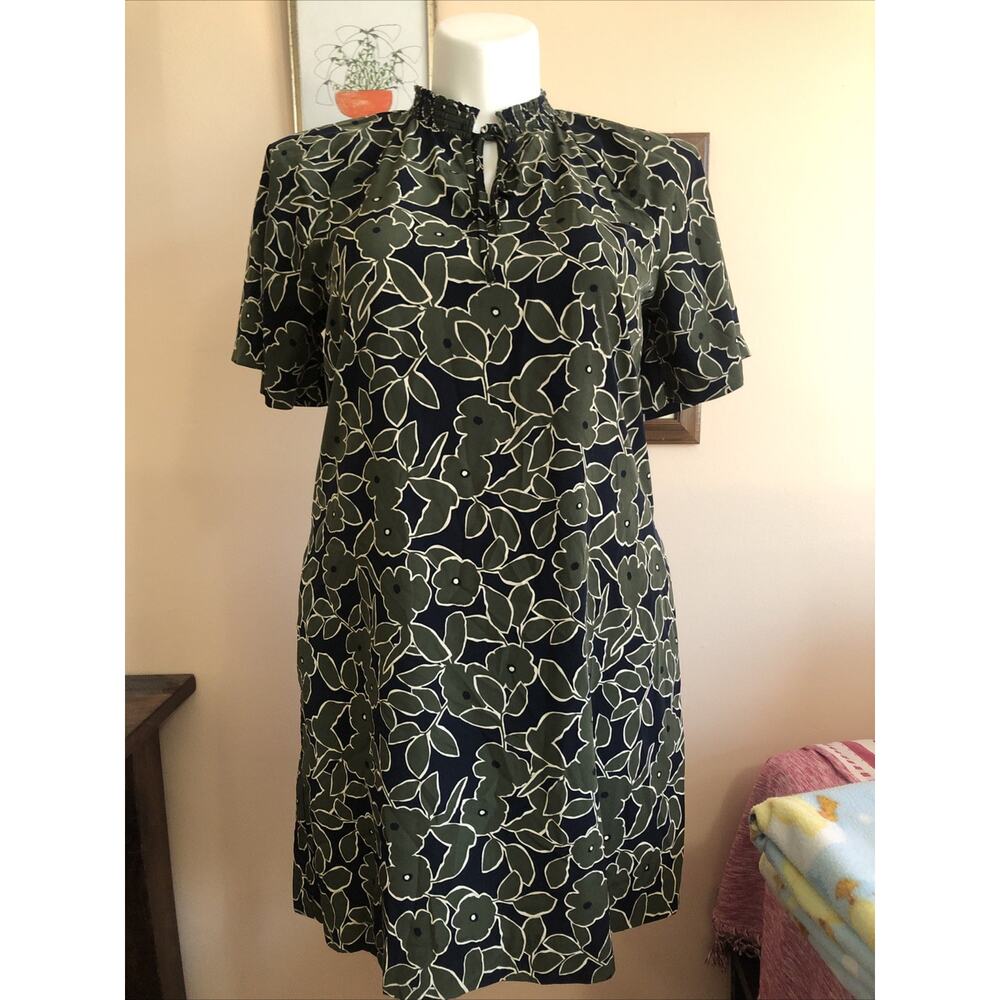 Banana Republic Olive Green and Black Floral Mini Dress